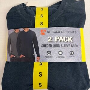 NWT Men's Rugged Elements Sueded Long Sleeve Crew 2-Pack - Black and Gray